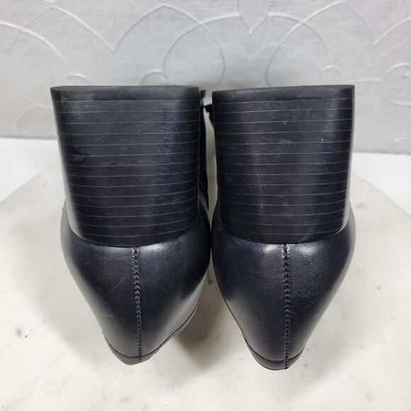 Naturalizer Stitch In Time Ankle Boots 7.5 Black Leather Chunky Heels Square Toe - Picture 10 of 14